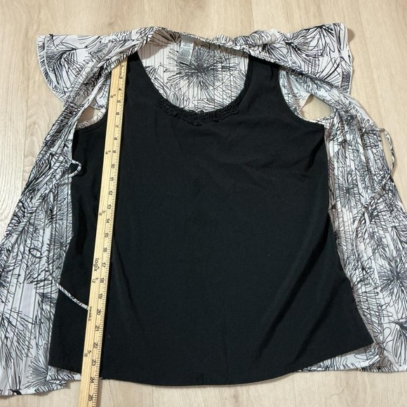 Fred Davia Y2K Black White Graphic Pleated Kimono Top Women S C Stretch - Picture 5 of 6